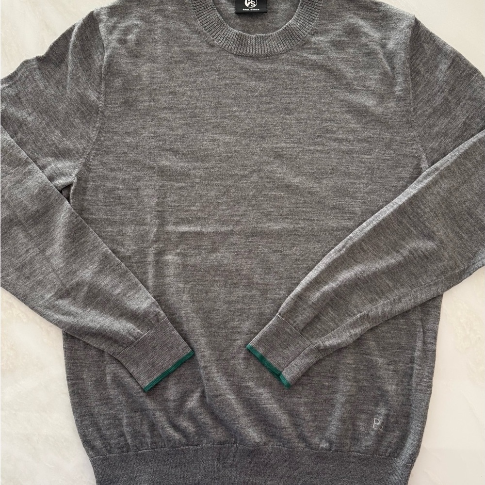 Paul Smith Gray Crewneck Sweater with Green Accents